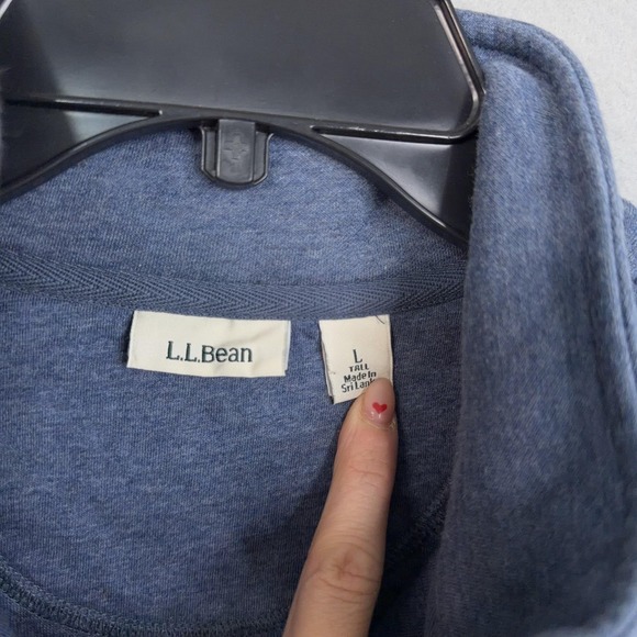 L.L.Bean Sweater Womens Large Tall LT Quilted 1/4 Zip Pullover Fleece Pockets - Picture 5 of 13